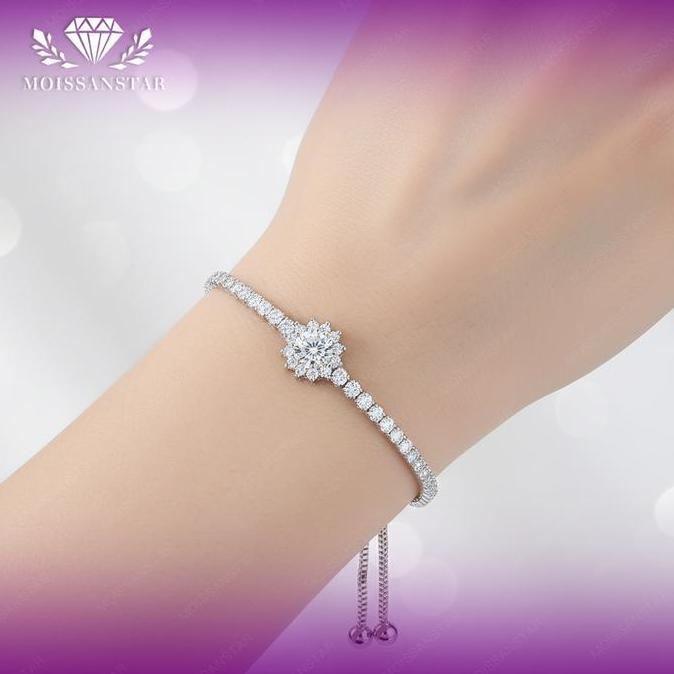 OS4-MS-B07 Gelang Wanita Moissan Star Permata Moissanite 5 Layer Platinum Sertifikat GRA Asli Garans