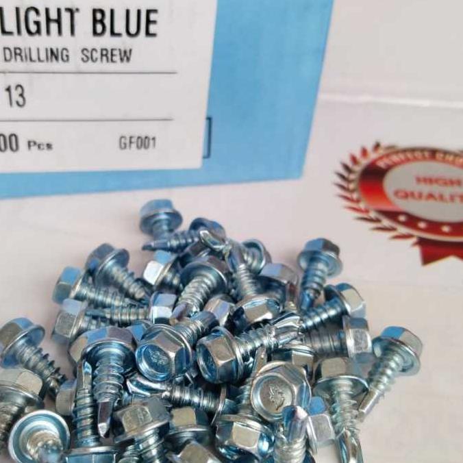 1500Pcs Baut Drilling Body Besar 5Mm 8 X 13 Merk Golden Fish Light Blue
