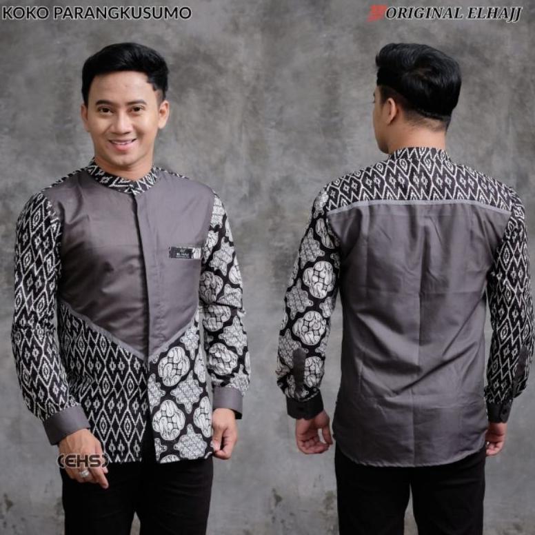 CALISTASPACE BAJU KOKO PRIA LENGAN PANJANG/ BAJU KOKO KOMBINASI BATIK TERBARU/ BAJU KOKO LENGAN PANJ