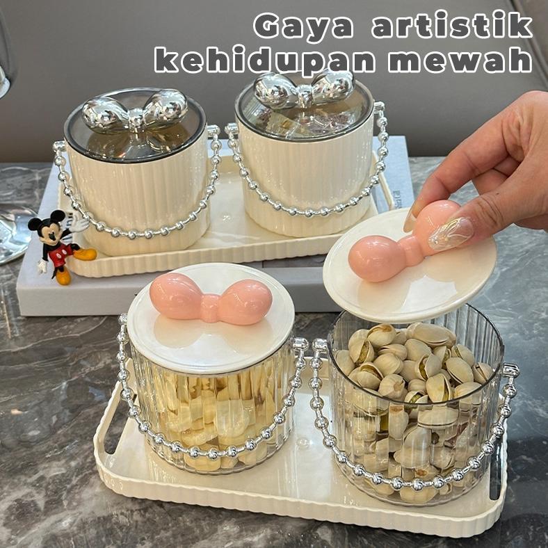 Saless Optivia 1Set Toples Kue Kacang Permen Toples Set + Nampan Toples Imlek Lebaran