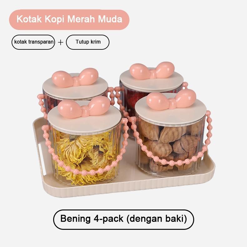 Diskont Optivia 1Set Toples Kue Kacang Permen Toples Set + Nampan Toples Imlek Lebaran
