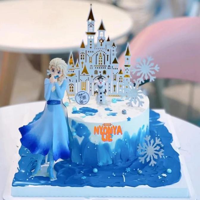 CCF01A Cake Topper FROZEN 3D JUMBO ELSA Figure Boneka Karakter Dekor Kue Ulang Tahun Nyonya Lie