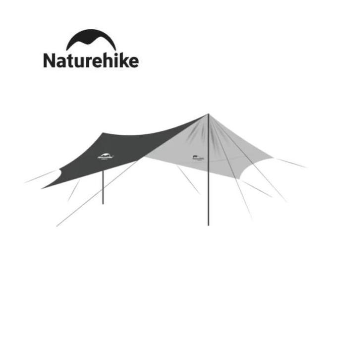 Terlaris Flysheet Hexagonal Naturehike Nh16T013-S Black  520X460Cm With 2 Poles