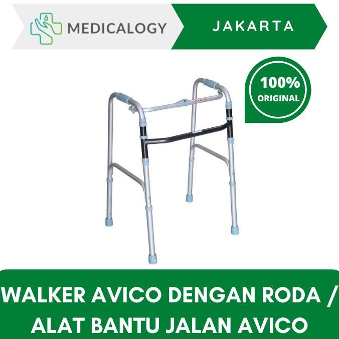 Avico Walker Lansia Lipat Silver Dengan Roda