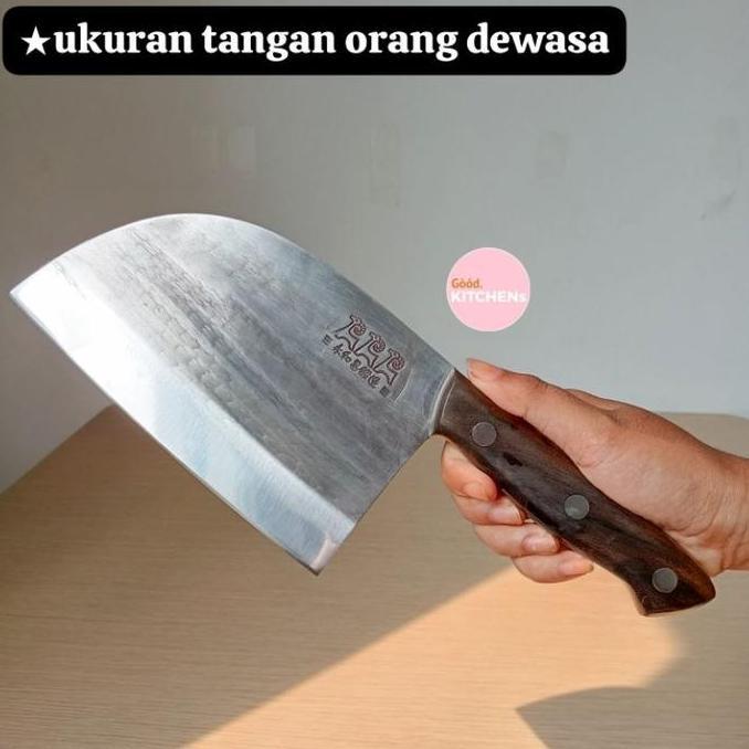 G053 Dapur Golok Duan Da Golok Daging Golok Tulang Super Tajam Tebal 5Mm (Gagang Kayu Solid)