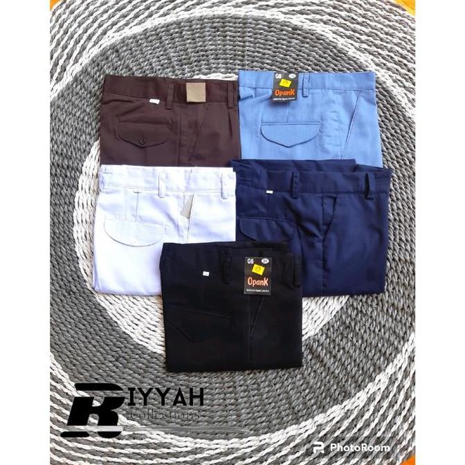 JUAL seragam sekolah celana panjang SMP/MTS/SMA/MA/SLTP ABU BIRU COKLAT HITAM PUTIH saku tutup kain 