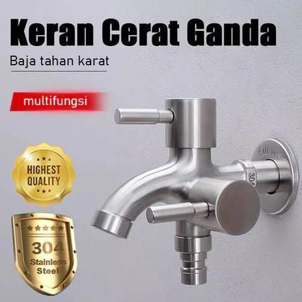 Promo kran keran double cabang asli stanlis steel sus 304 KERAN CABANG SUS 304 KRAN SHOWER MANDI STA