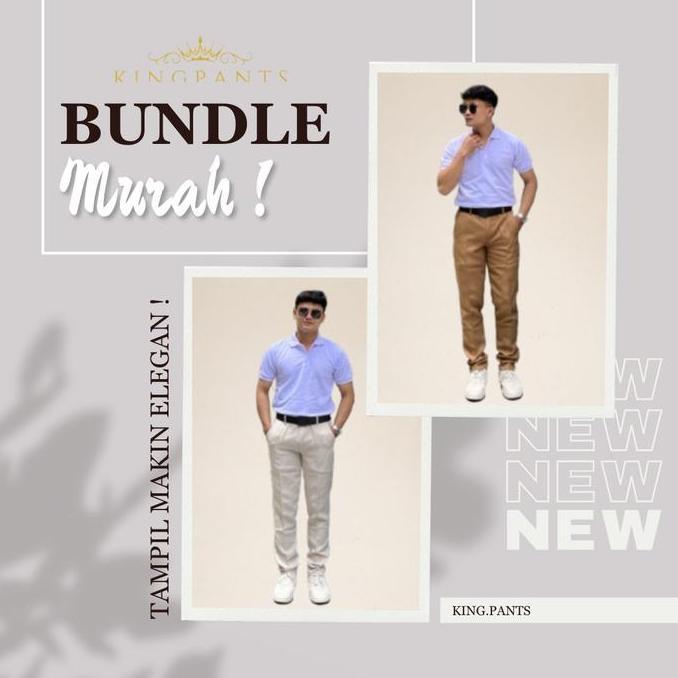 TERKINI Celana Kantor Pria Formal Slimfit Bundle Murah - Panjang Abu Muda Hitam Kerja Kain TERKINI