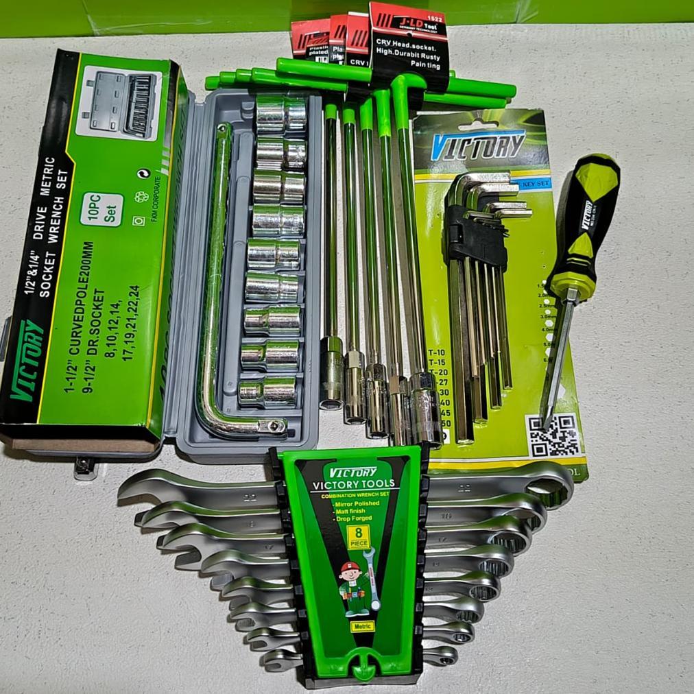 Ready Promo Paket Lengkap / Alat Kunci Motor / Alat Bengkel / Kunci Pas / Sok Shock / Tools Set VICT