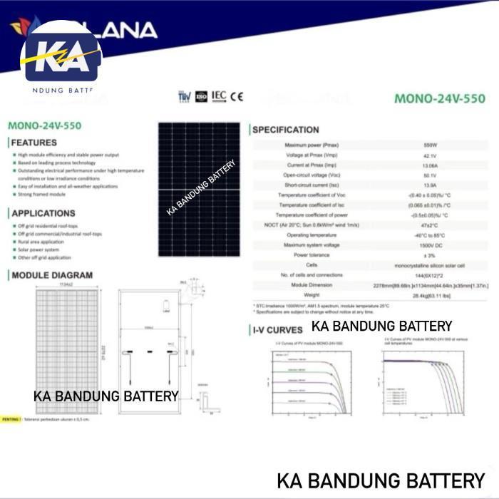 Solar panel surya cell Solana 550wp 550 wp MONO