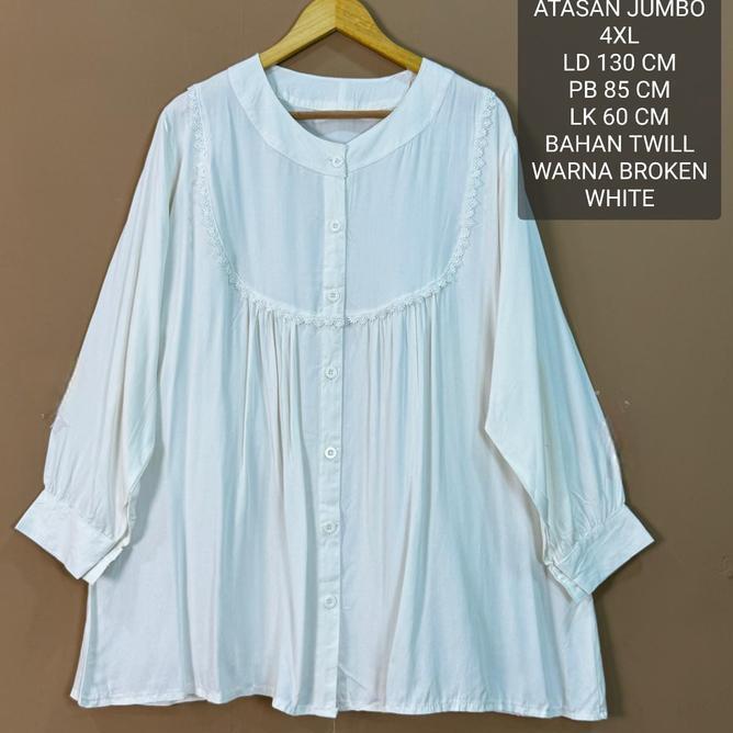 Blouse Atasan Blouse Atasan Putih Jumbo 130 Cm Putih Model Polos Wanita Ld Kekinianr Busui