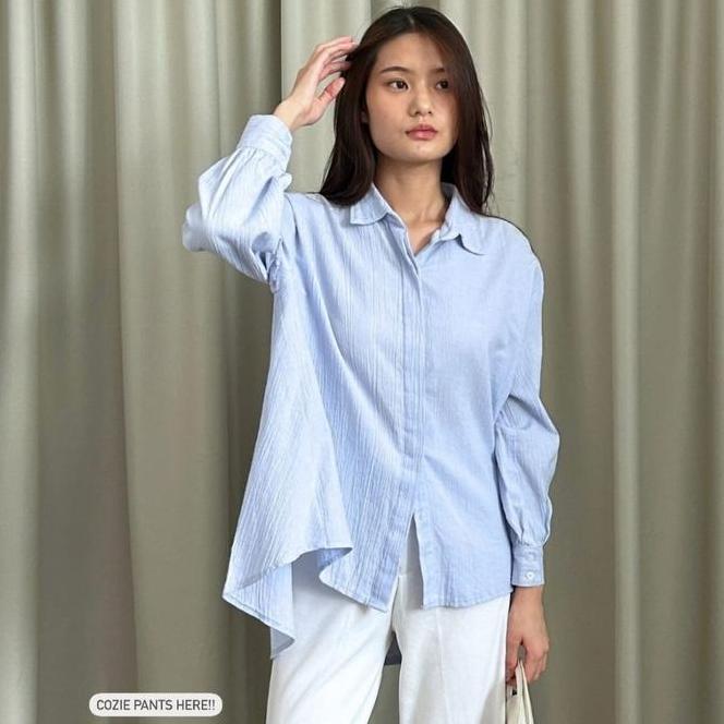 Loryn Top - Loryn Top Kemeja Oversize Wanita Linen Crinkle Shirt