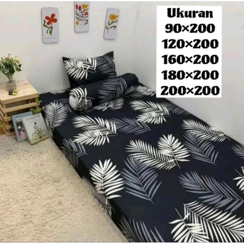 Hot Sale Sprei Motif Black Palm / Sprei Motif Kembang / Sprei Motif Daun Palm / Sprei Daun Palm / Sp