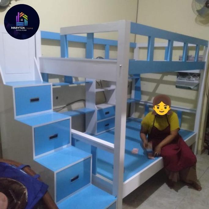 Terlaris Dipan Jati Anak Tingkat Minimalis | Double Dipan Laci