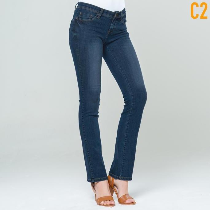 C2 Trumpy Navy Jeans Push Up Bootcut Wanita