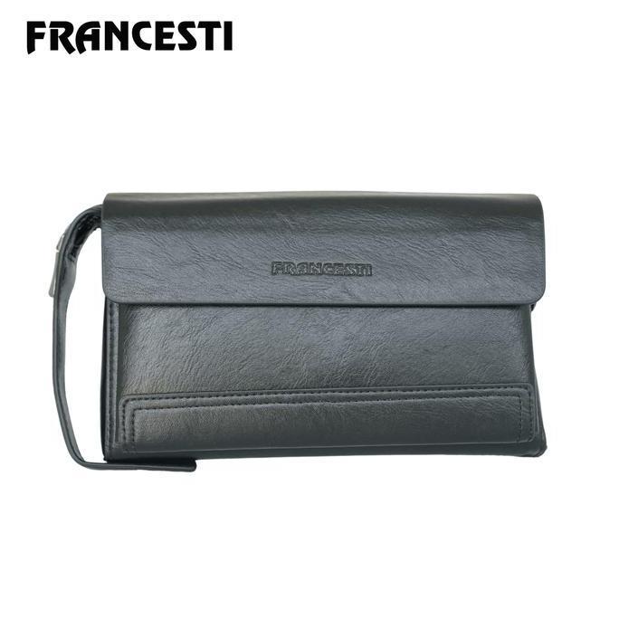 TERMURAH - Francesti Clutch Bag Pria 651 kulit PU premium  Black/Tas tangan Hitam