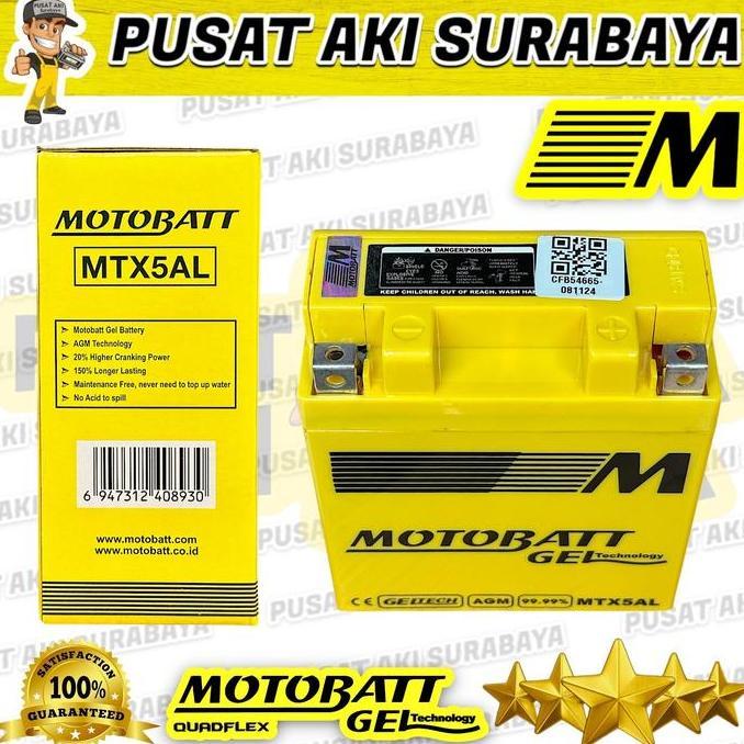 Promo ASLI MOTOBATT MTX5AL AKI KERING MOTOR SATRIA 120 MEGAPRO PRIMUS VEGA R Diskon