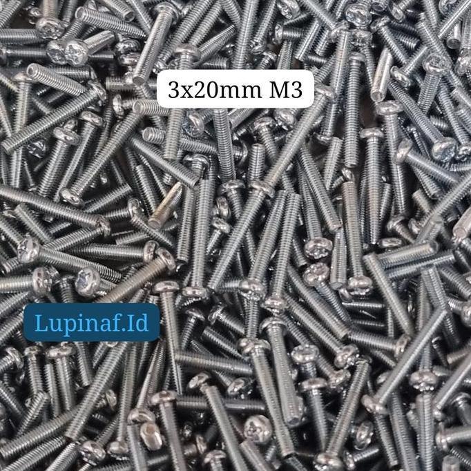 100 Pcs Baut + Mur 3X20Mm Jp M3 X 20Mm Ready