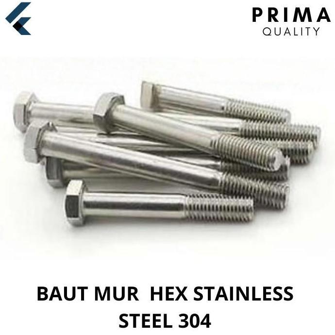 Baut Mur Stainless 304 M10X140 Ht Half Drat Murah