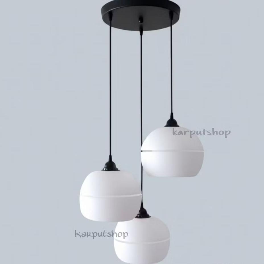Lampu Gantung Minimalis 3in1 Bulat Putih Lampu Hias Ruang Tamu
