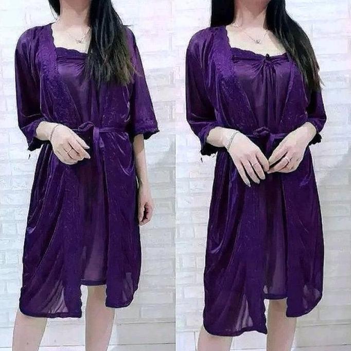 BAJU TIDUR WANITA DEWASA KIMONO TRICOT 2in1