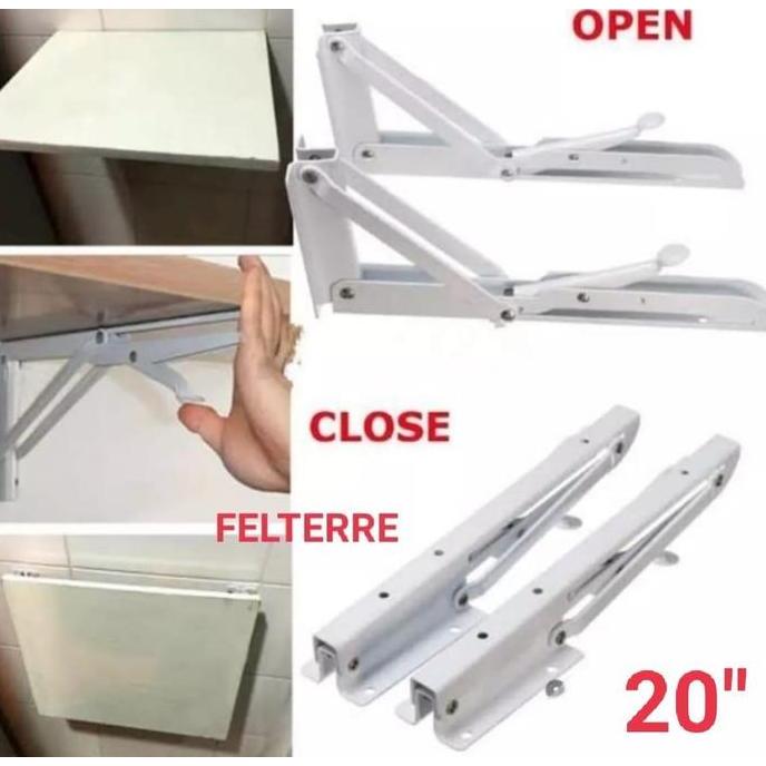 Siku Meja Lipat 20"- 50Cm Terbaru Felterre Siku Meja Bakso Super Tebal Baru