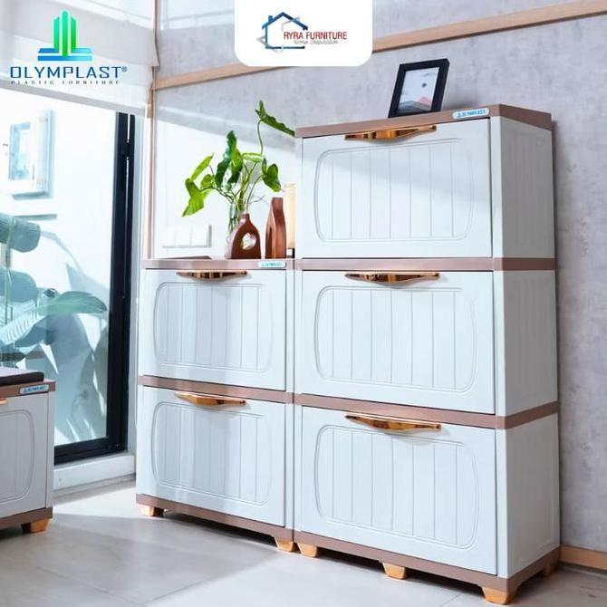 Olymplast Rak Sepatu Olympast Sro 3 Sw Lemari Sepatu Minimalist Modern 2 Pintu Swing 4 Susun Rak Top