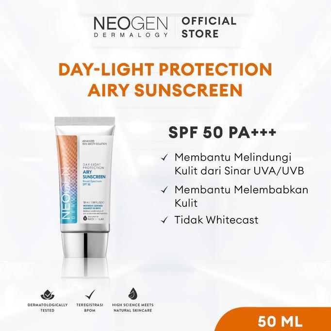NEOGEN DERMALOGY Day Light Protection Airy Sunscreen - Tidak membuat Wajah Berminyak Muka Facial Sun