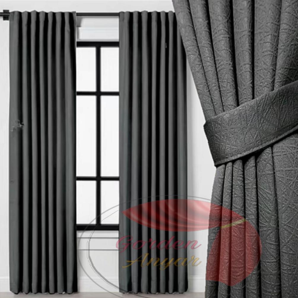 Gorden Blackout Premium Polos Import Gordeng Jendela Dan Pintu Minimalis 6 Glombang Panjang 160cm Sa