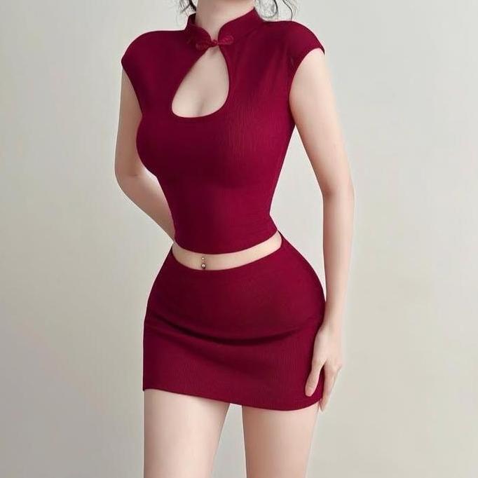 OARINAX AMOY ONE SET / SETELAN CEONGSAM / KERAH SHANGHAI SET / SET IMLEK FASHION WANITA KEKINIAN