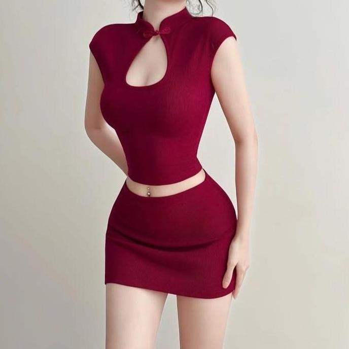 VATGUVOH AMOY ONE SET / SETELAN CEONGSAM / KERAH SHANGHAI SET / SET IMLEK FASHION WANITA KEKINIAN