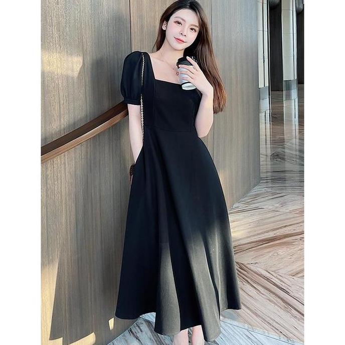 SOJEHBOW 7995 white baju midi dress putih panjang natal wanita kekinian muslimah korea style import 