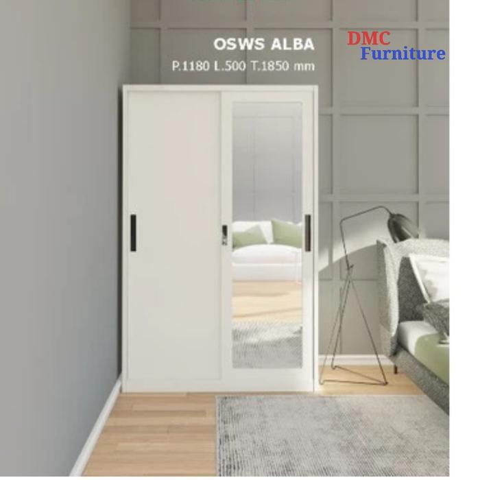 Lemari baju sliding 2 pintu plat besi lemari pakaian pintu geser 120