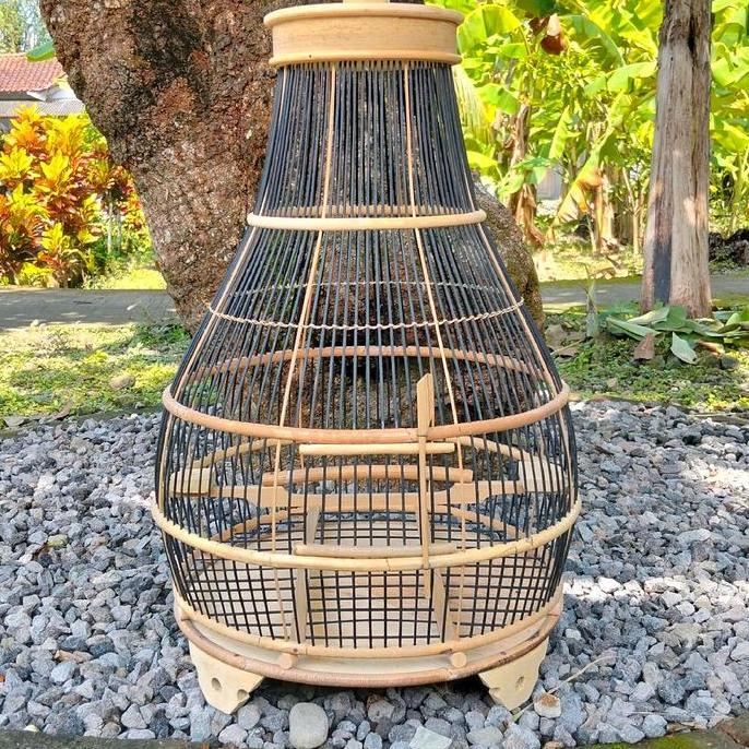 CLEARANCE SALE - Sangkar Burung Perkutut Model Kerucut Jeruji Hitam Ambrukan