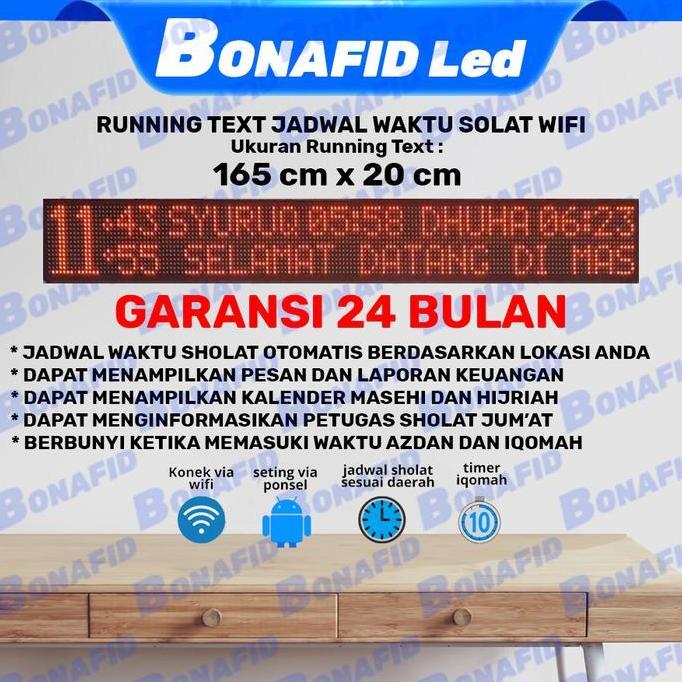 Jadwal Sholat Running Text 165Cm X 20Cm Wifi Abadi Led