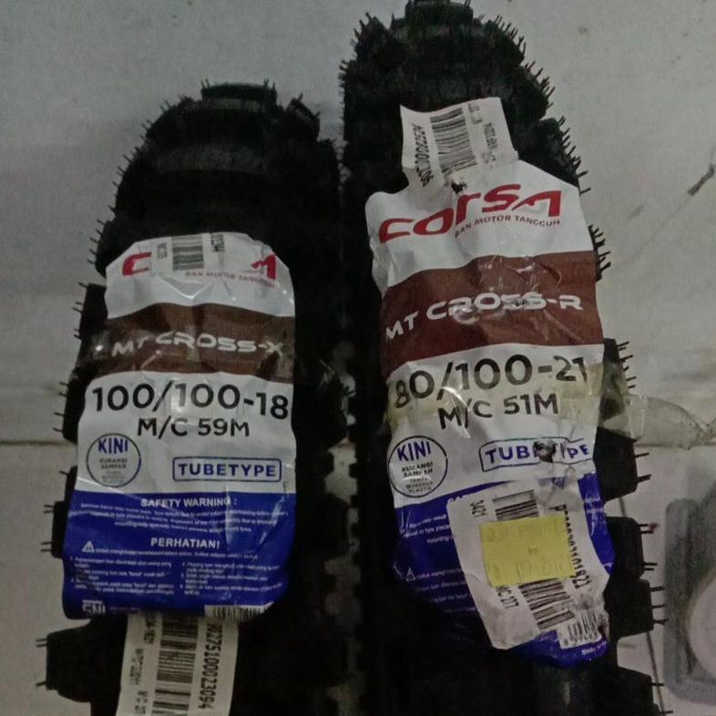Paket Sepasang Ban Trail CORSA CROSS-X-R 100/100-18+80/100-21 Ban Set Luar Motor Tril Traill Trial D