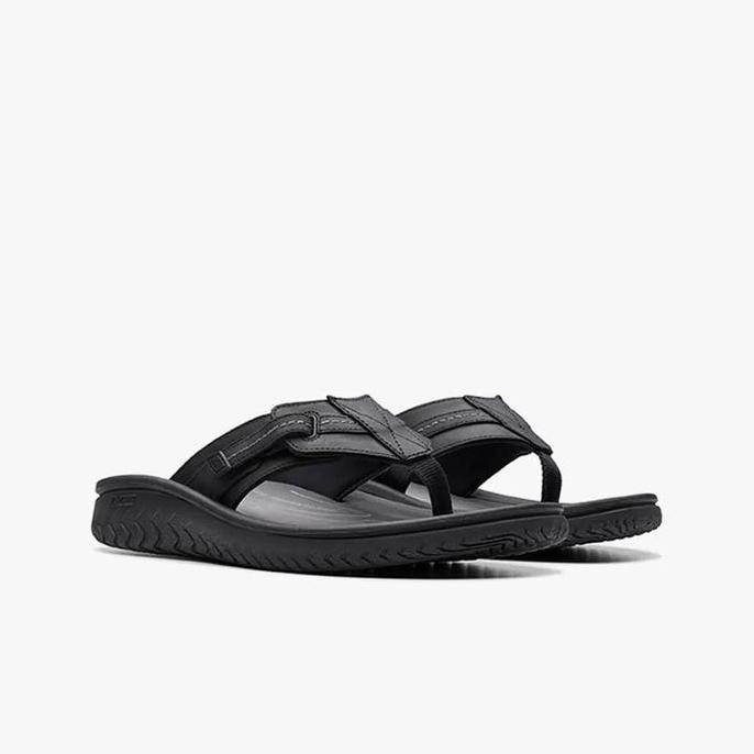 Ready CLARKS Wesley Sun Original Sandal Pria Leather - Black