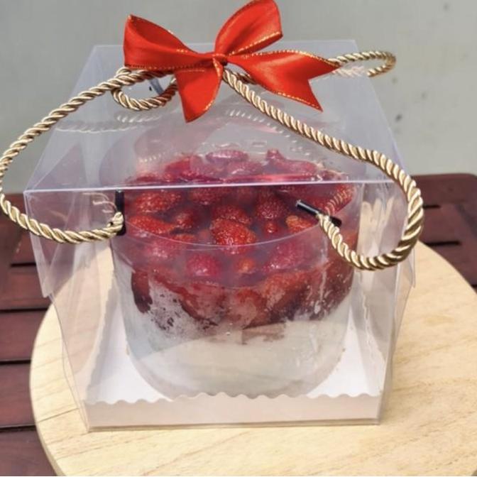 Box Mika Kue Handle Tali 22x22 / box hampers lebaran / kotak mika kue