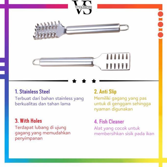 Pembersih Sisik Ikan Stainless / Serutan Sisik Ikan Stainless Steel / Alat Pembersih Sisik Ikan / Pe