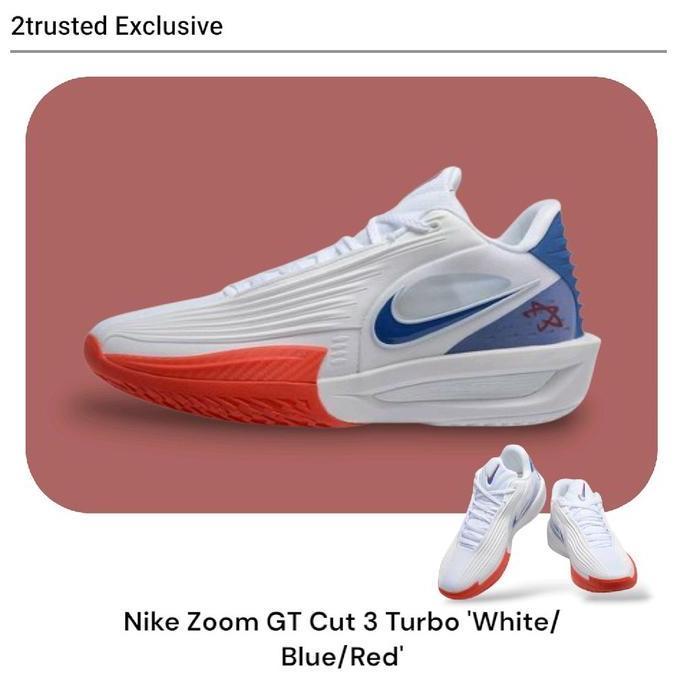 Ready Nike Zoom GT Cut 3 Turbo 'White/Blue/Red' mens Trusted Basket