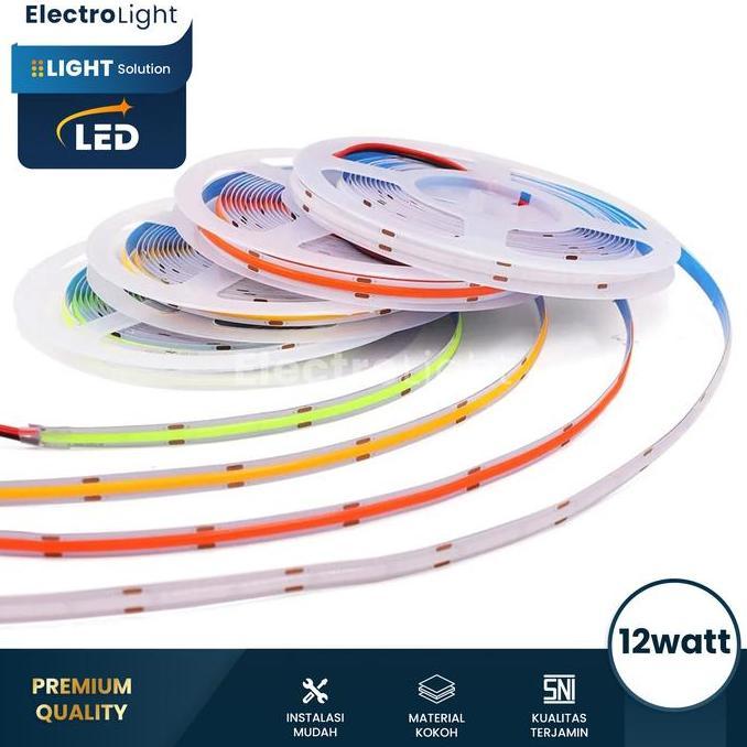 BZSDA Lampu LED strip COB 12Volt dotless 5meter merah biru hijau kuning ungu