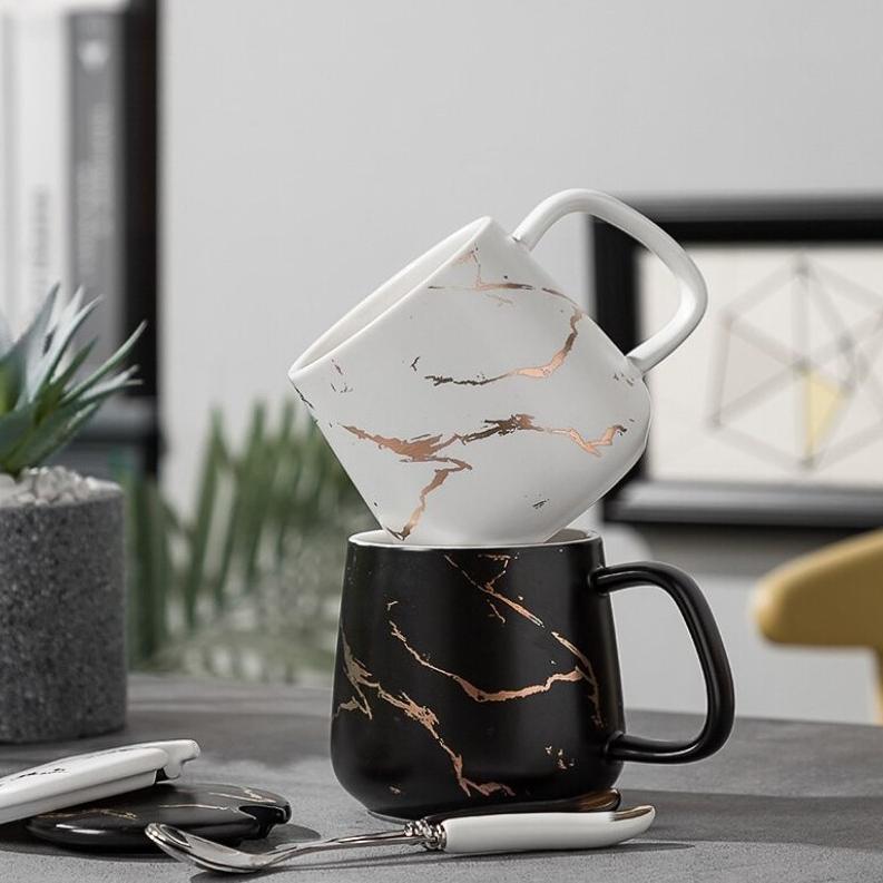 DISKON HAMPERS GELAS MARBLE GLASS COUPLE / CANADA MARBLE MUG GIFT BOX / GELAS MUG MARBLE TUTUP / HAM