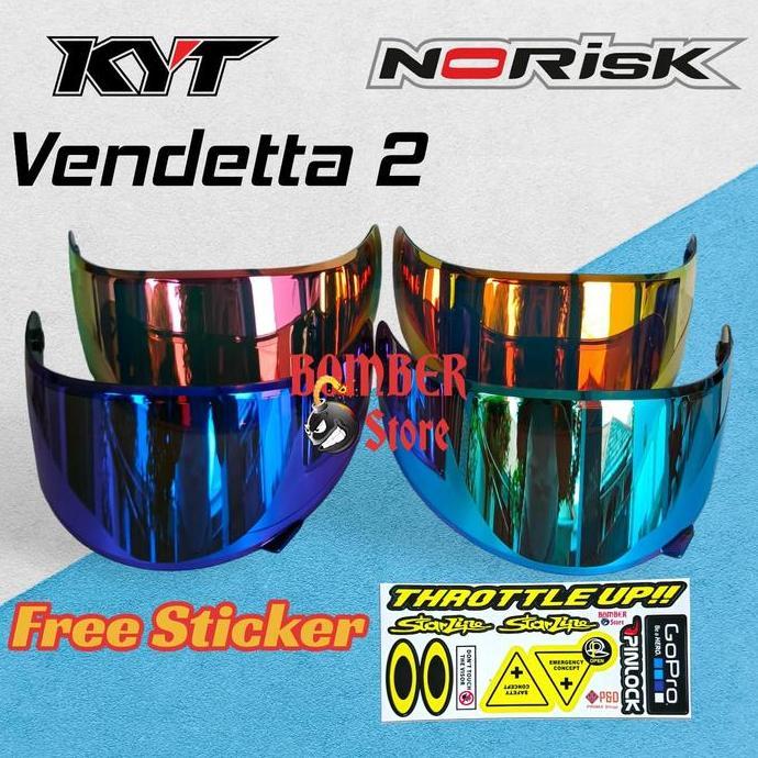 Kaca Helm KYT Vendetta2 all Size, Visor Kyt Vendetta 2 Flat Visor Iridium