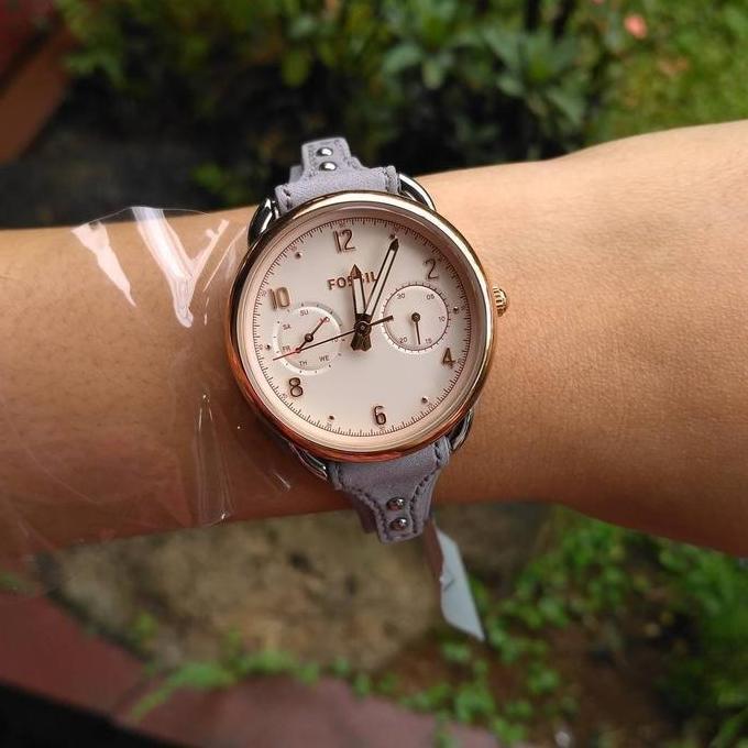 Ready Jam Tangan Wanita Original ES4048 ES 4048 Tailor White Dial Iron Grey Leather Original Garansi