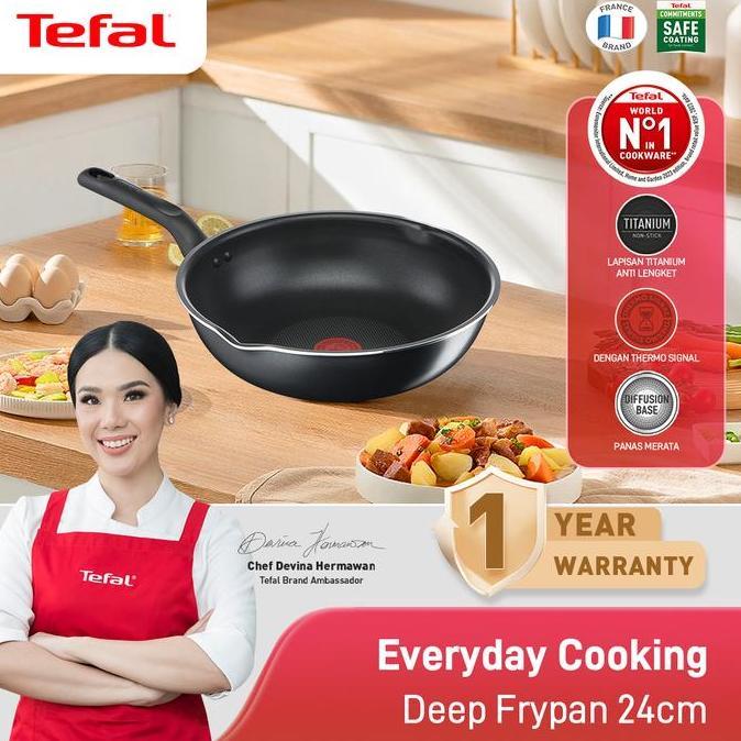 Tefal Everyday Cooking Deep Frypan 24cm Wajan Anti Lengket