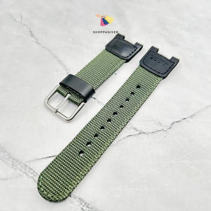 Ready Strap Tali Canvas Nilon Casio SGW-100 GW-3500 GW-3000 PAS-400B Hijau 200M