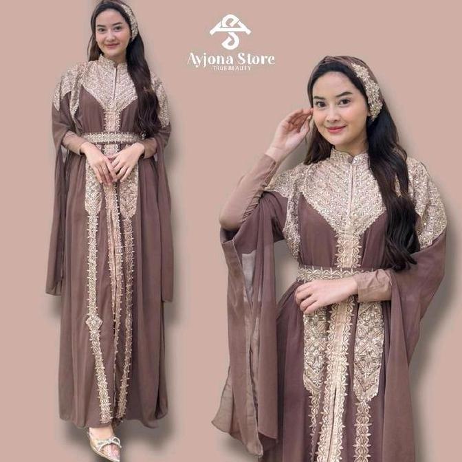 Exclusive Dress / Kaftan MEERA Casual Trendy Formal Wanita Muslim Busui Friendly / Dress Pesta Konda