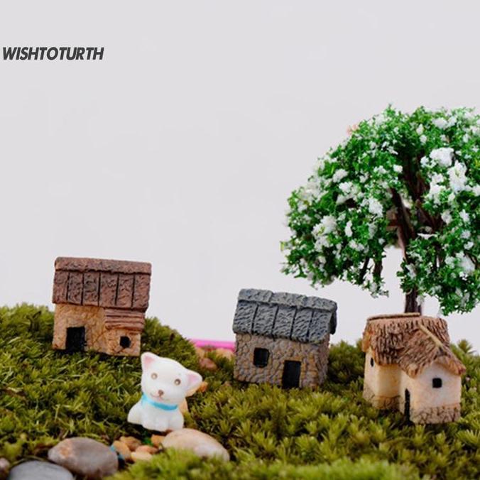 Miniatur Rumah Dollhouse Miniatur Ornamen Bonsai Plastik Terarrium Diorama Aquascape