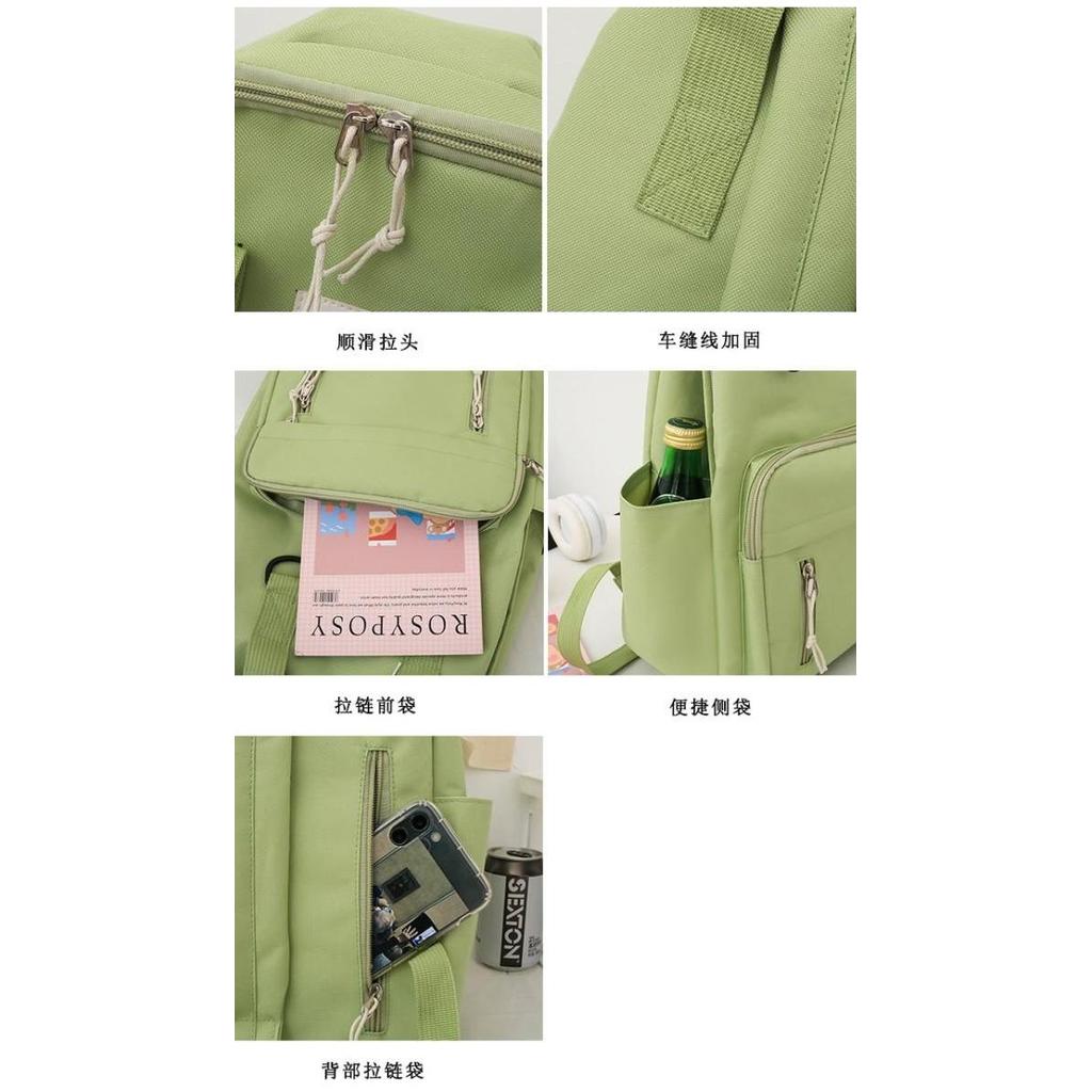 TB-64 set 4 pcs tas wanita ransel sekolah kampus pouch canvas bag