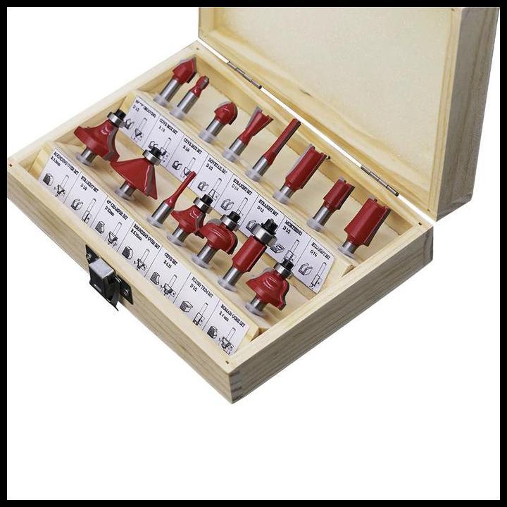 TERBARU MATA ROUTER BIT KAYU SET 15PC 8MM / MATA TRIMER / MATA PROFIL KAYU 